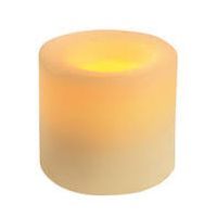 Inglow Flameless Candle Rustic Vanilla-Scented Pillar with Timer, 4-inch tall, Cream (IG55400) - thumbnail