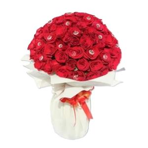 100 Prime Roses Hand Tied Bouquet (Dubai Delivery)