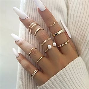 1 set Ring For Women's Street Daily Prom Imitation Pearl Alloy Hollow Out Flower Lightinthebox