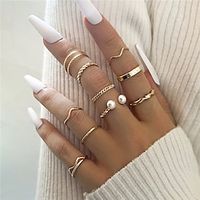1 set Ring For Women's Street Daily Prom Imitation Pearl Alloy Hollow Out Flower Lightinthebox - thumbnail