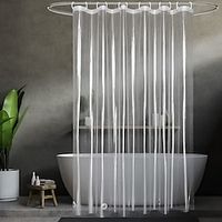 Waterproof Transparent Shower Curtain Lined with Mold Resistant Plastic Shower Curtain With Hooks Home PEVA Bathroom Decoration Lightinthebox - thumbnail