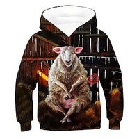 Kids Unisex Hoodie Long Sleeve 3D Print Graphic Patterned Animal Pocket Brown Children Tops Fall Winter Fashion Cool Daily Outdoor Regular Fit 3-12 Years Lightinthebox - thumbnail