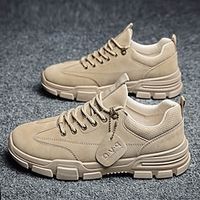 Men's Sneakers Comfort Shoes Safety Shoes Casual Outdoor Daily Safety Shoes Faux Leather Breathable Black khaki Summer Spring Lightinthebox - thumbnail