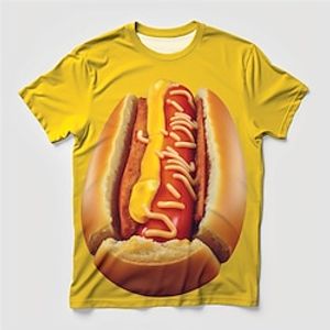 Graphic Food Hot Dog Daily Designer Casual Men's 3D Print T shirt Tee Sports Outdoor Holiday Going out T shirt Yellow Orange Coffee Short Sleeve Crew Neck Shirt Spring  Summer Clothing Apparel S M L Lightinthebox