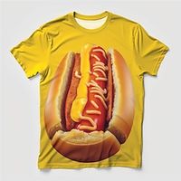 Graphic Food Hot Dog Daily Designer Casual Men's 3D Print T shirt Tee Sports Outdoor Holiday Going out T shirt Yellow Orange Coffee Short Sleeve Crew Neck Shirt Spring  Summer Clothing Apparel S M L Lightinthebox - thumbnail