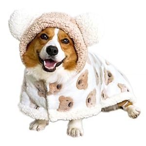 Size Small to Large Dog Winter Coat with Hat Kitten Thicken Cloak Blanket Pets Nightgown for Small Medium Dogs Brown Medium Lightinthebox