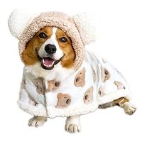 Size Small to Large Dog Winter Coat with Hat Kitten Thicken Cloak Blanket Pets Nightgown for Small Medium Dogs Brown Medium Lightinthebox - thumbnail