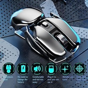 PX2 Metal 2.4G Rechargeable Wireless Mute 1600DPI Mouse 6 Buttons for PC Laptop Computer Gaming Office Home Waterproof Mouse miniinthebox