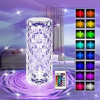 Remote Control 16 Color Touch Crystal Table Lamp USB Rechargeable Christmas Holiday Wedding Home Living Room Bedroom Bed Decoration New Year's Best Gift Lightinthebox