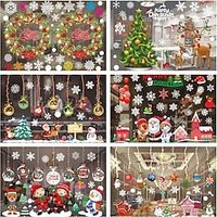 Christmas Decoration Stickers Colorful Display Window Paintings White Snowflake Wall Stickers Decoration Traceless Window Stickers Lightinthebox - thumbnail