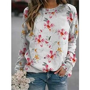 Women's Sweatshirt Flower Print Casual Daily Holiday 3D Print Casual Hoodies Sweatshirts  White miniinthebox