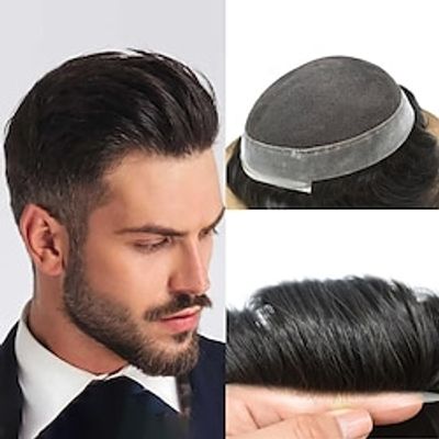 Lace Center Toupee for Men Human Hair Replacement Systems Swiss Lace with PU Hairpieces around Mens Toupee Hair Units Wig Natural Hairline 6X8 7X9 Lightinthebox