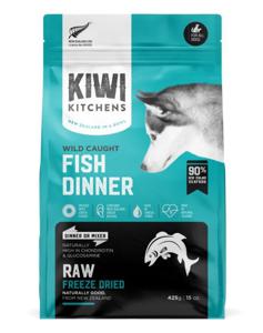 Kiwi Kitchens Raw Freeze Dried Wild Caught Fish Dinner Dry Dog Food 425G