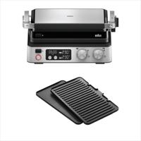 Braun MultiGrill 7 Contact Grill, 2000 Watts, 3-in-1 Cooking Positions, Black-Stainless Steel - CG 7040