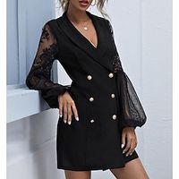 Women's Sheath Dress Short Mini Dress Black Long Sleeve Solid Color Lace Spring Summer V Neck Elegant Modern 2022 S M L XL XXL 3XL Lightinthebox - thumbnail