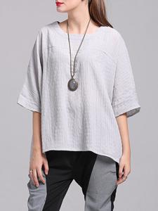 YIZHIYU Solid Fold Chiffon Irregular Hem Tops