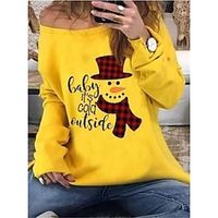 Snowman letter Masquerade Ugly Christmas Sweater / Sweatshirt Women's Christmas Christmas Carnival Masquerade Adults Party Christmas Polyester Top miniinthebox - thumbnail