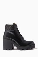 Platform Ankle Boots in GG Canvas & Nappa Platform Ankle Boots in GG Canvas & Nappa