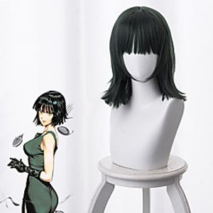 ONE PUNCH-MAN Fubuki Cosplay Wigs Women's Neat Bang 17 inch Heat Resistant Fiber kinky Straight Green Adults' Anime Wig Lightinthebox
