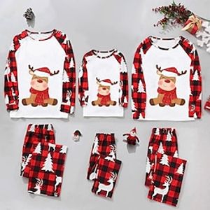 Reindeer Family Christmas Pajamas Nightwear Men's Women's Boys Girls' Cute Sweet Christmas New Year Christmas Eve Kid's Adults' Home Wear Polyester Top Pants Lightinthebox