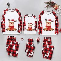 Reindeer Family Christmas Pajamas Nightwear Men's Women's Boys Girls' Cute Sweet Christmas New Year Christmas Eve Kid's Adults' Home Wear Polyester Top Pants Lightinthebox - thumbnail