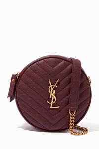 Vinyle Round Camera Bag In Chevron Leather