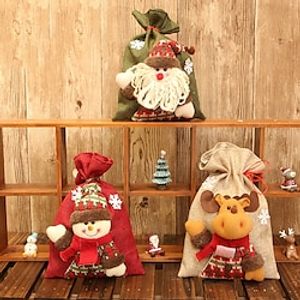 Christmas Decorations Red Linen Doll Candy Bag Christmas Gift Bag Holiday Children's Decoration. Lightinthebox