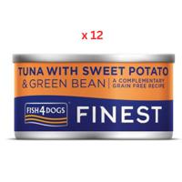 Fish4Dogs Finest Tuna With Sweet Potato & Bean Adult Wet Dog Food 85g (Pack Of 12)