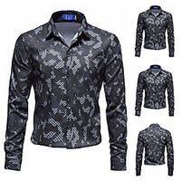 Men's Henley Shirt Shirt Other Prints Camouflage Plus Size Print Long Sleeve Casual Tops Fashion Black miniinthebox - thumbnail