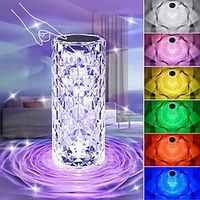Crystal Light Lamp Color Changing Lamps Table Lamp with Touch Control Diamond LED Night Light Rechargeable Rose Romantic Date Lighting Decor for Festival, Home, Restaurant, Bar miniinthebox - thumbnail