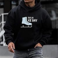 Graphic Prints Skates Fashion Hoodie Vacation Going out Streetwear Hoodies Black White Long Sleeve Hooded Print Spring   Fall Designer Hoodie Sweatshirt Lightinthebox - thumbnail