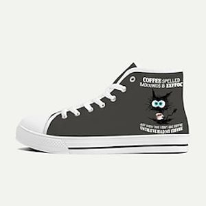 Men's Sneakers Casual Shoes Print Shoes Plus Size Classic Casual Daily Canvas Lace-up Dark Grey Black White Lightinthebox