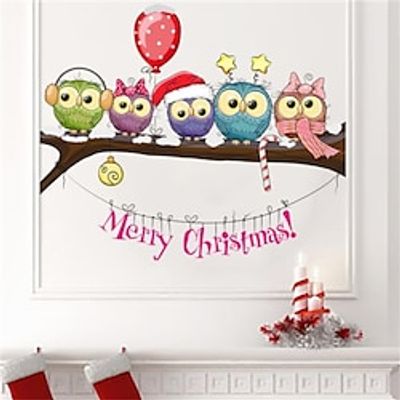 Christmas Decorative Sticker Owl on Branch Dress up Christmas Wall Sticker Lightinthebox
