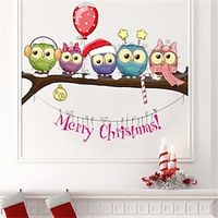 Christmas Decorative Sticker Owl on Branch Dress up Christmas Wall Sticker Lightinthebox - thumbnail