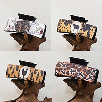 Western Hair Claw Clips Large Hairpins for Women Wood Printed Scottish Long Thick Hair Neutral Colors Appreciation Gifts Idea Teacher Nurse Mom Friends Teens Lightinthebox