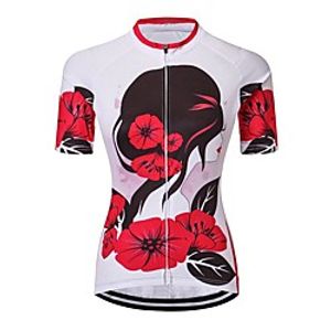 21Grams Women's Short Sleeve Cycling Jersey Summer Spandex Polyester White Floral Botanical Bike Jersey Top Mountain Bike MTB Road Bike Cycling Quick Dry Moisture Wicking Breathable Sports Clothing miniinthebox