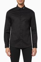 Slim Fit Shirt in Stretch Cotton Satin - thumbnail