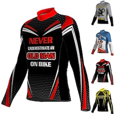 21Grams Men's Cycling Jersey Long Sleeve Bike Jersey Top with 3 Rear Pockets Mountain Bike MTB Road Bike Cycling Breathable Quick Dry Moisture Wicking Reflective Strips Yellow Red Blue Graphic Spandex Lightinthebox