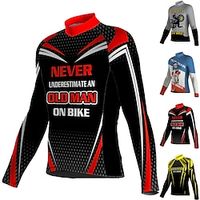 21Grams Men's Cycling Jersey Long Sleeve Bike Jersey Top with 3 Rear Pockets Mountain Bike MTB Road Bike Cycling Breathable Quick Dry Moisture Wicking Reflective Strips Yellow Red Blue Graphic Spandex Lightinthebox - thumbnail