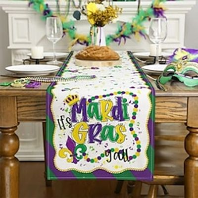 Mardi Gras Table Runner Carnival Table Runner, Linen Lobster Pattern Decoration, Thermal Insulation and Anti Slip Linen Table Runner for Indoor Outdoor Party Dining Decor Lightinthebox