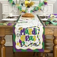 Mardi Gras Table Runner Carnival Table Runner, Linen Lobster Pattern Decoration, Thermal Insulation and Anti Slip Linen Table Runner for Indoor Outdoor Party Dining Decor Lightinthebox - thumbnail