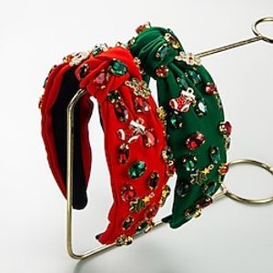 Christmas Headband With Knots In The Middle Christmas Tree Snowflake Accessories High-Quality Sewn Diamond Hair Accessories miniinthebox
