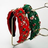 Christmas Headband With Knots In The Middle Christmas Tree Snowflake Accessories High-Quality Sewn Diamond Hair Accessories miniinthebox - thumbnail