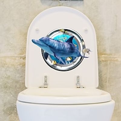 3D Diving Toilet Sticker Cartoon Toilet Decorative Sticker Bathroom Toilet Cover Self Adhesive Stickers for Bathroom. miniinthebox