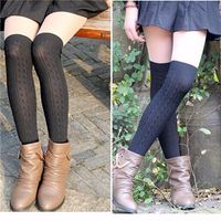 Women Knitting Cotton Over Knee Thigh Stockings Pantyhose High Socks Tights