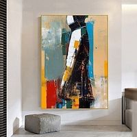Hand-painted Abstract Figure Outline Oil Painting Canvas Wall Art Decoration Elegant Man in Suit Fantasy Soldier Acrylic Paintings for Home Decor Rolled Frameless Unstretched Painting miniinthebox - thumbnail