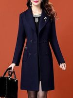 Fold-Over Collar Plain Coat - thumbnail