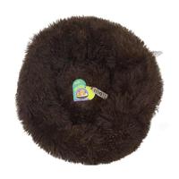 Grizzly Velor Round Plush Dark Brown Dog Bed Small - 50 x 15cm