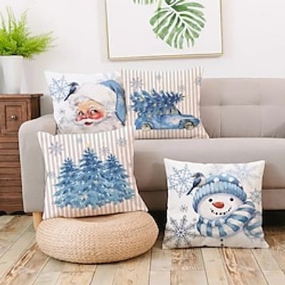 Christmas Blue Double Side Pillow Cover 1PC Xmas Soft Decorative Square Cushion Case Pillowcase for Bedroom Livingroom Sofa Couch Chair miniinthebox Christmas Blue Double Side Pillow Cover 1PC Xmas Soft Decorative Square Cushion Case Pillowcase for Bedroom Livingroom Sofa Couch Chair miniinthebox