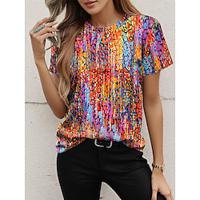 Women's T shirt Tee Daily Weekend Print Orange Short Sleeve Fashion Crew Neck Summer Lightinthebox